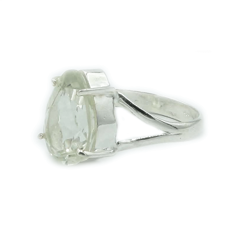 green amethyst teardrop sterling silver gemstone ring