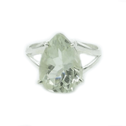 green amethyst teardrop sterling silver gemstone ring