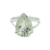 Kaur Green Amethyst Teardrop Silver Ring