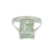 green amethyst emerald cut sterling silver gemstone ring