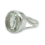 round green amethyst sterling silver gemstone ring