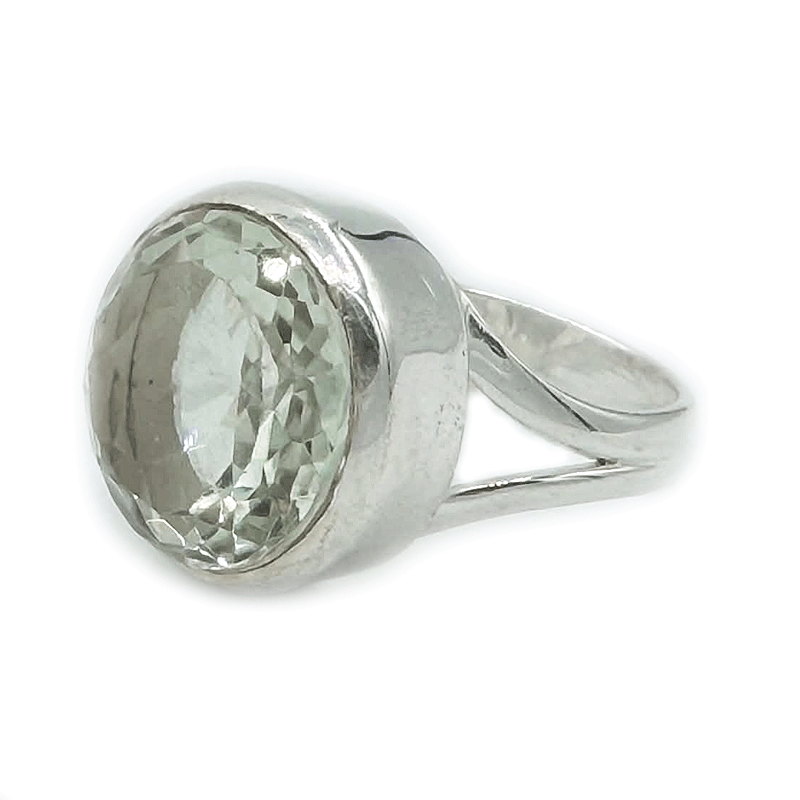 round green amethyst sterling silver gemstone ring