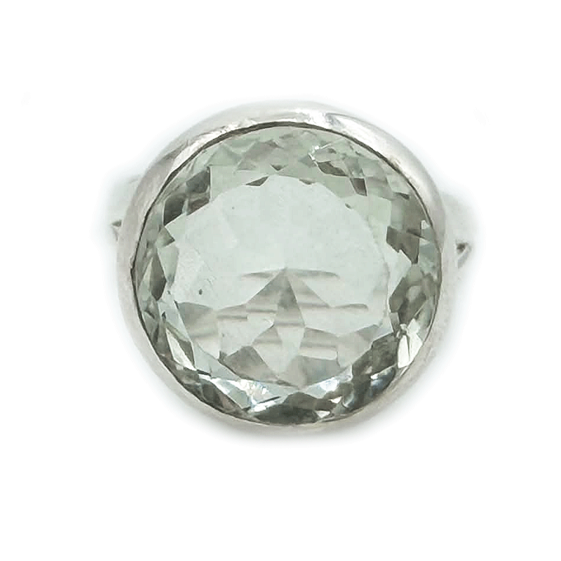 round green amethyst sterling silver gemstone ring