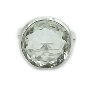 round green amethyst sterling silver gemstone ring