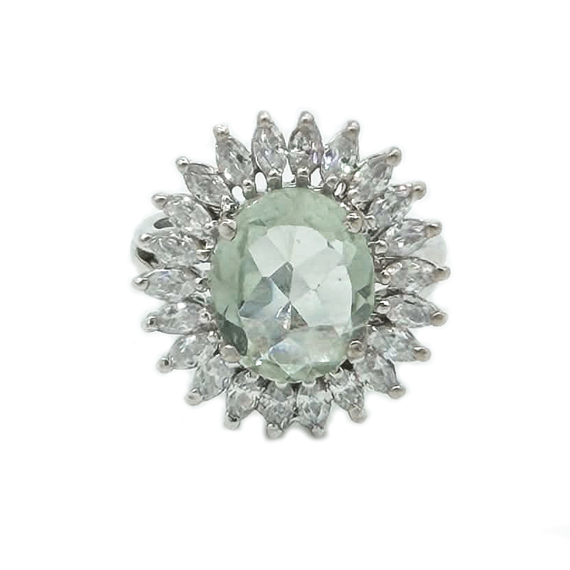 green amethyst cz sterlings silver ring, pendant, earrings gemstone set