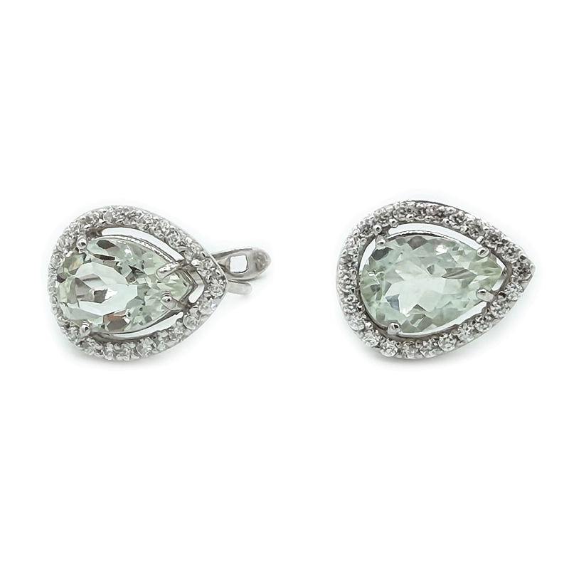 Radiant Green Amethyst CZ Teardrop Set