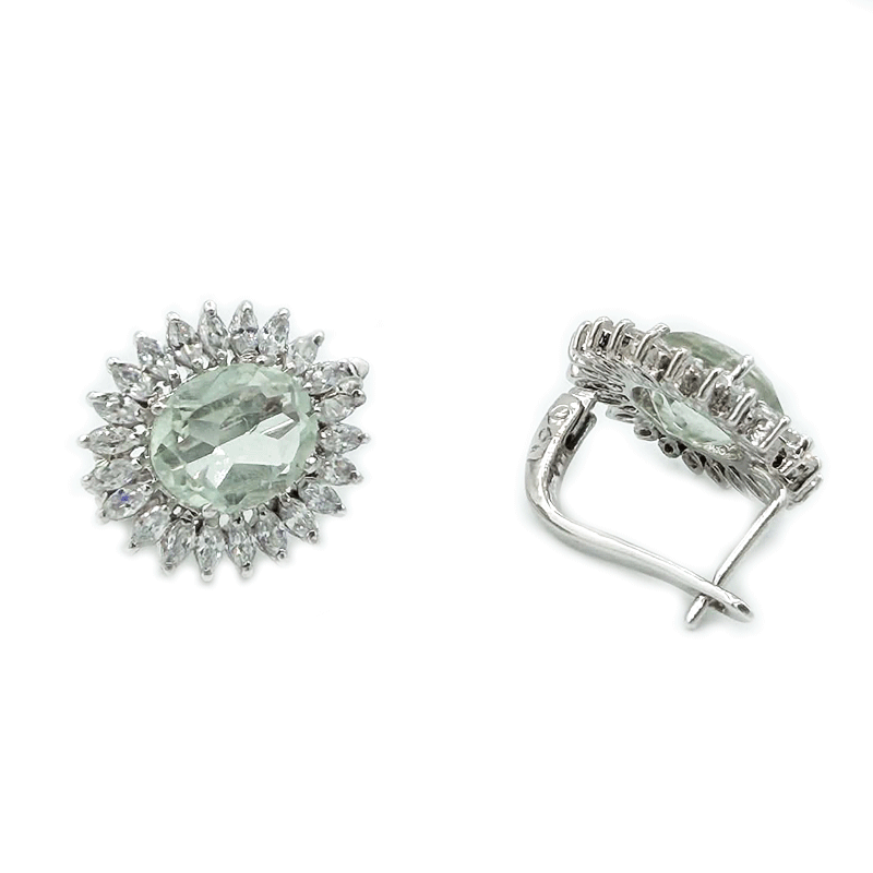 green amethyst cz sterlings silver ring, pendant, earrings gemstone set
