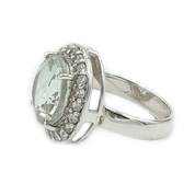 green amethyst cz sterling silver gemstone ring and earring set