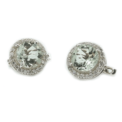 green amethyst cz sterling silver gemstone ring and earring set