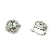 green amethyst cz sterling silver gemstone ring and earring set