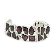 garnet sterling silver emerald cut gemstone bracelet