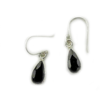 Teardrop Garnet Silver Boho Earrings