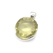 extra large lemon quartz gemstone sterling silver pendant
