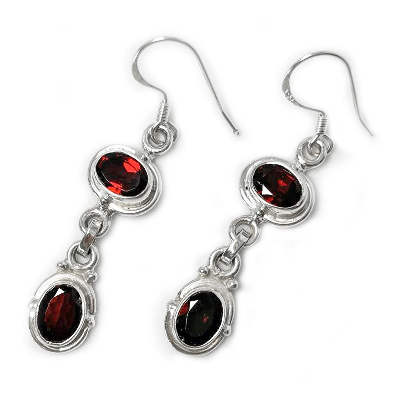 garnet silver gemstone earrings