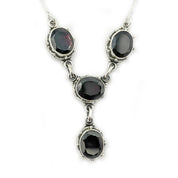 garnet silver gemstone necklace