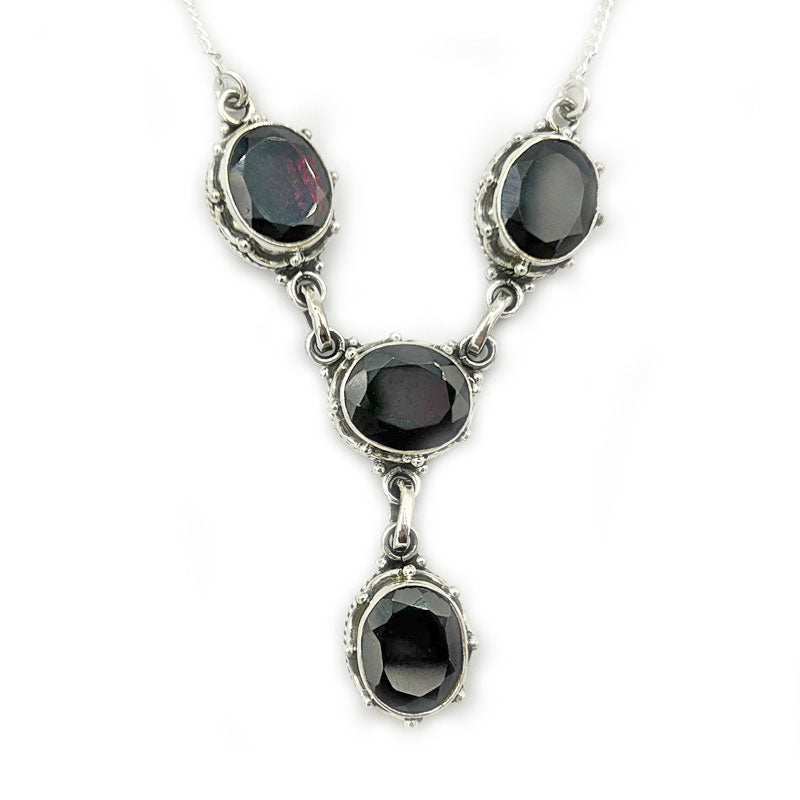 garnet silver gemstone necklace