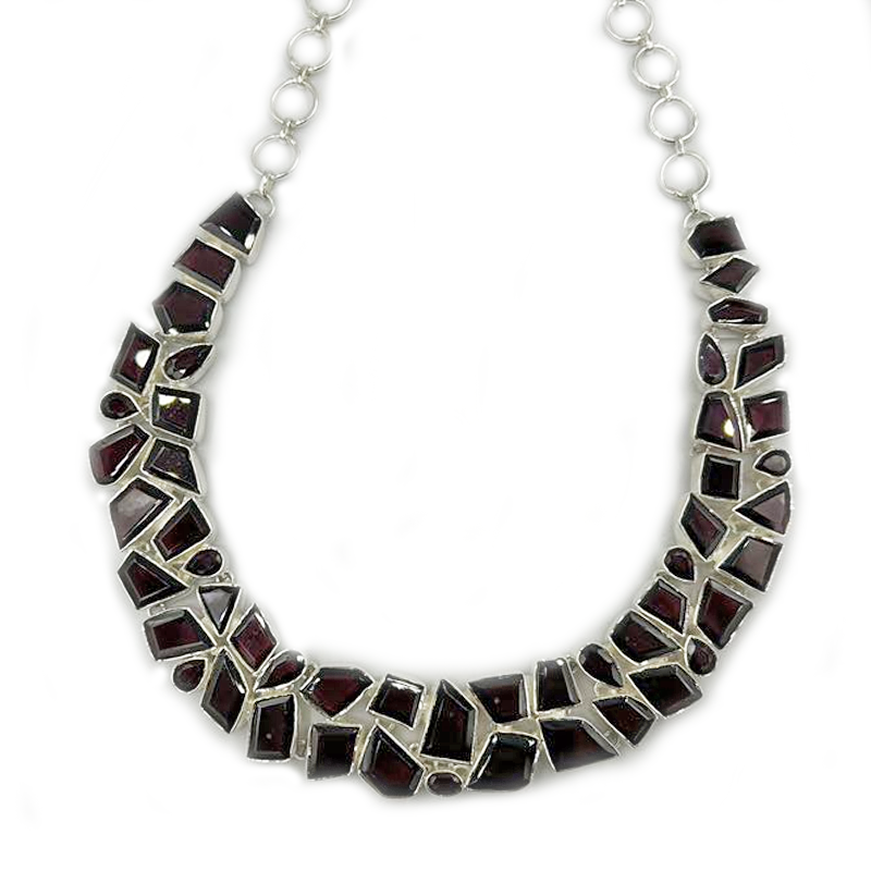garnet sterling silver gemstone necklace