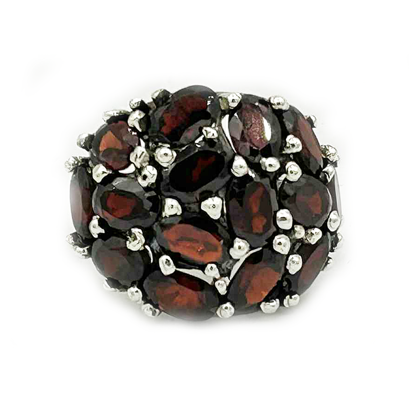 garnet sterling silver gemstone ring