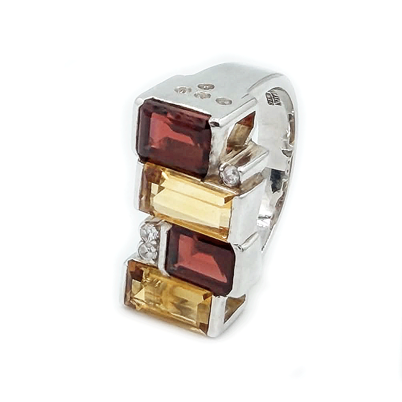 garnet citrine sterling silver gemstone ring