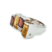 garnet citrine sterling silver gemstone ring