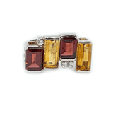 Deco Garnet Citrine Statement Ring