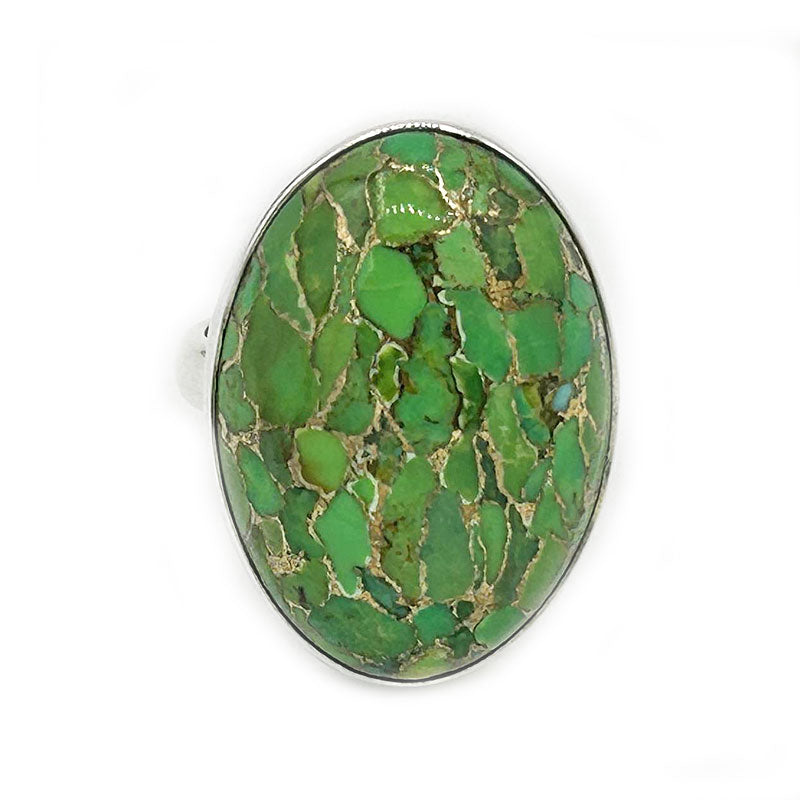 green copper turquoise silver gemstone ring