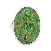 green copper turquoise silver gemstone ring