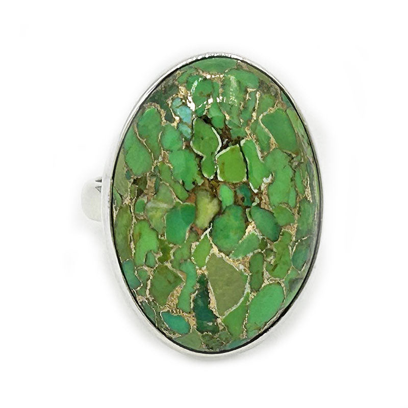 green copper turquoise silver gemstone ring