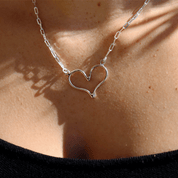 sterling silver heart paperclip necklace