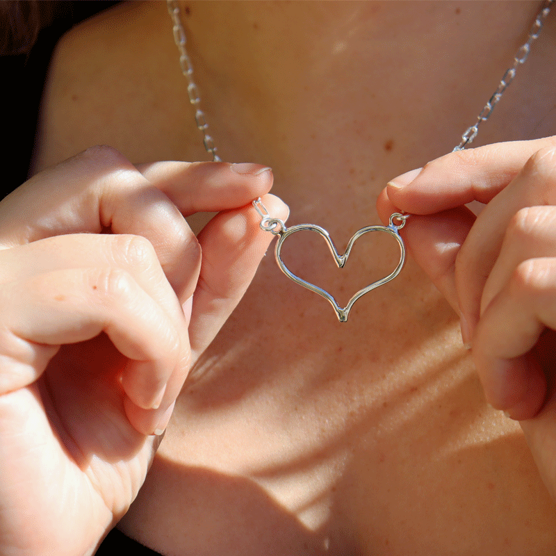 sterling silver heart paperclip necklace