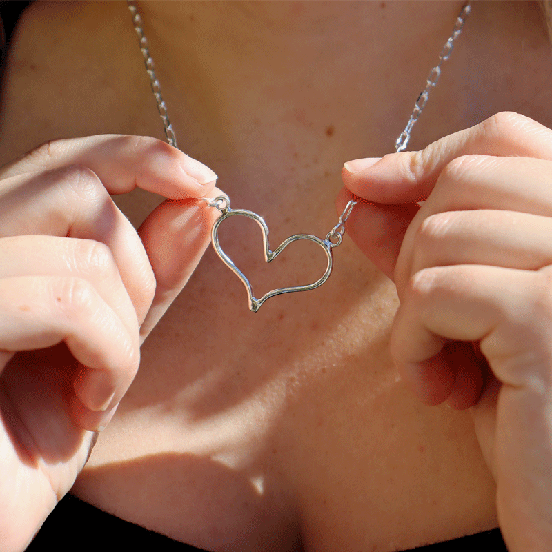 sterling silver heart paperclip necklace