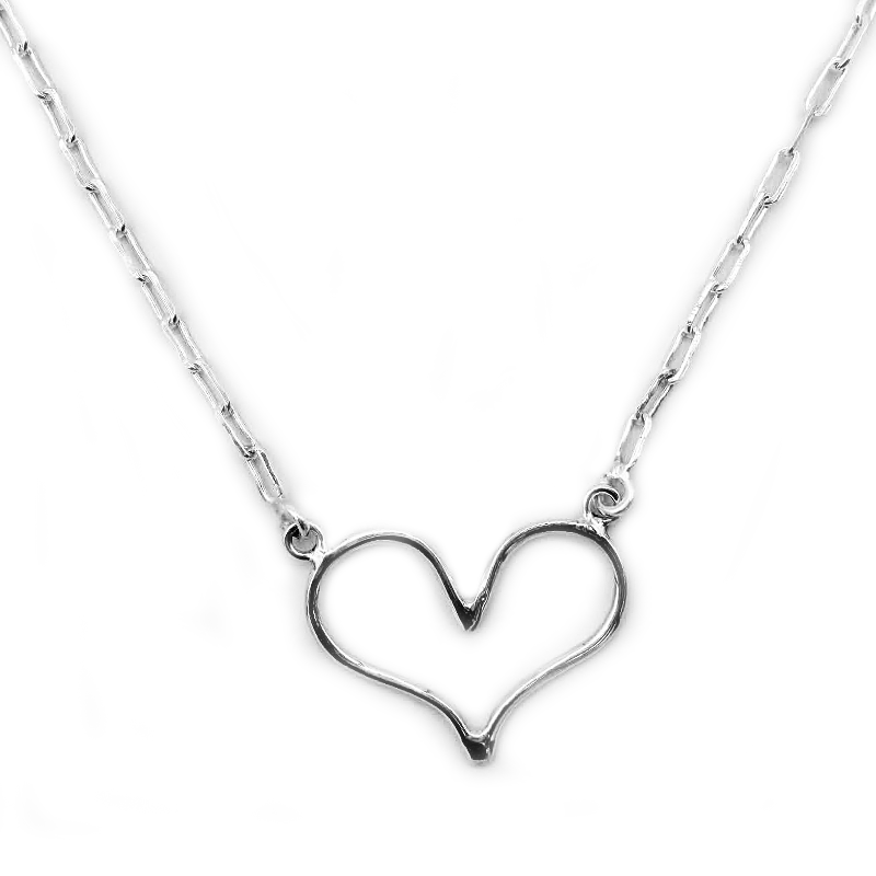 sterling silver heart paperclip necklace