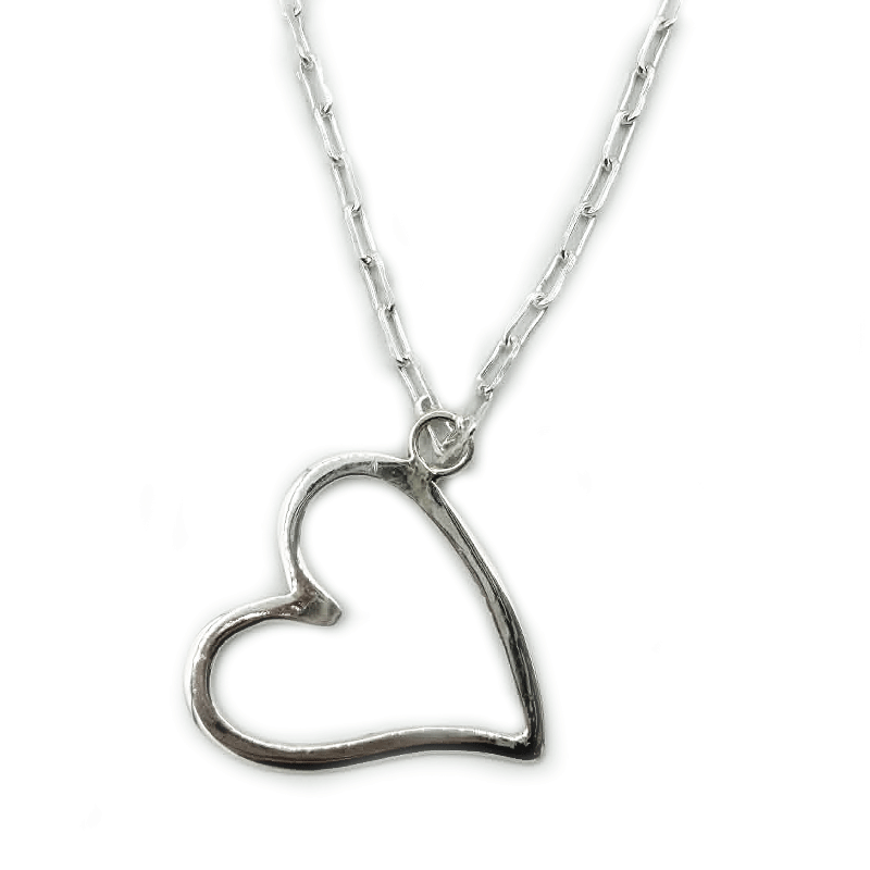 sterling silver heart paperclip necklace