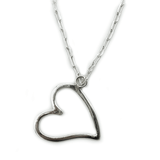 Heart Silver Paperclip Drop Necklace