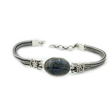 Chamak Labradorite Gemstone Silver Bracelet