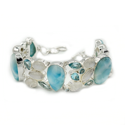 larimar blue topaz moonstone sterling silver gemstone bracelet