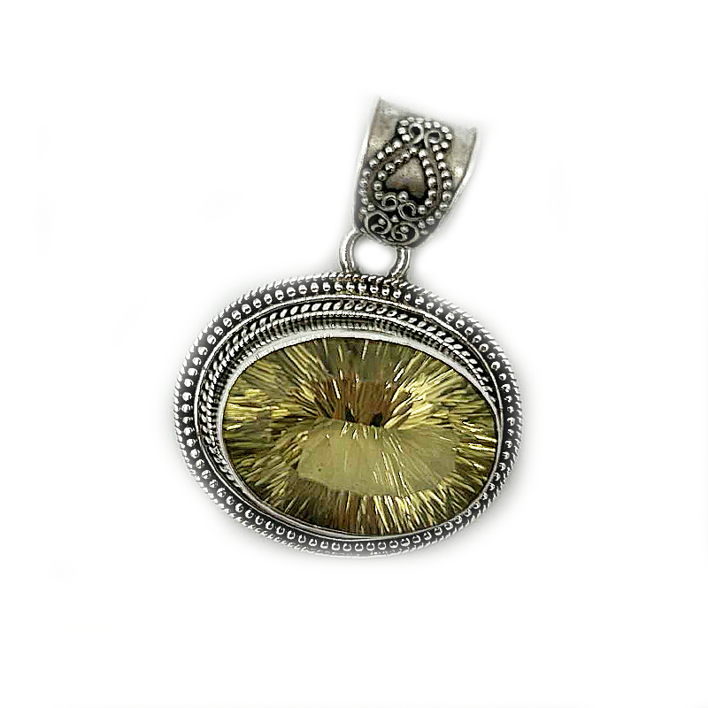lemon quartz sterling silver gemstone pendant