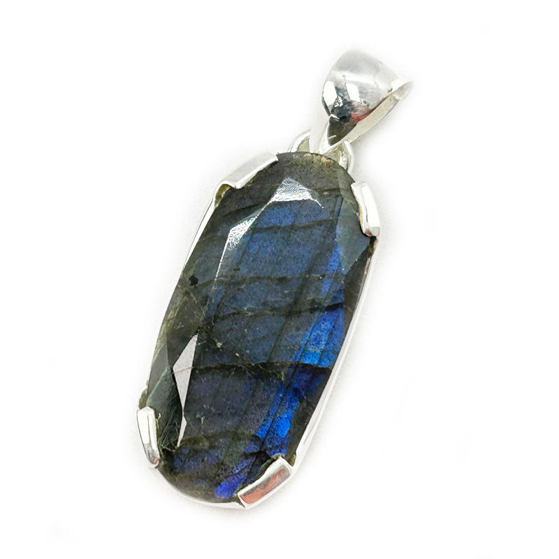 labradorite oval silver gemstone pendant