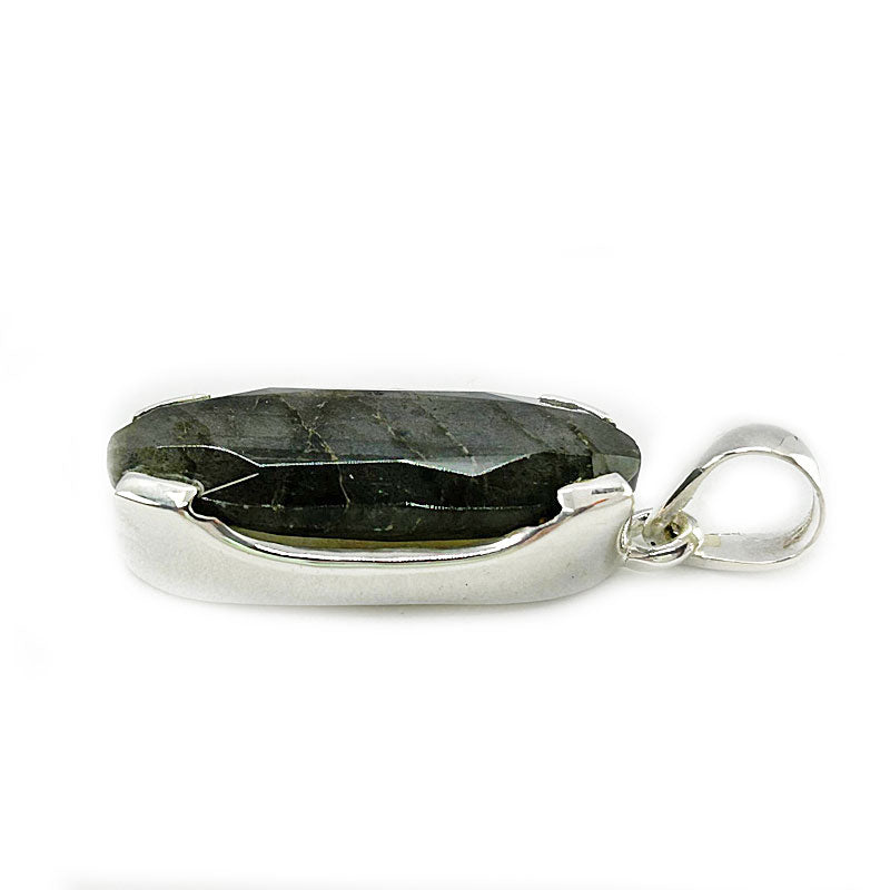 labradorite oval silver gemstone pendant