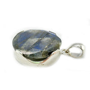 labradorite round silver gemstone pendant