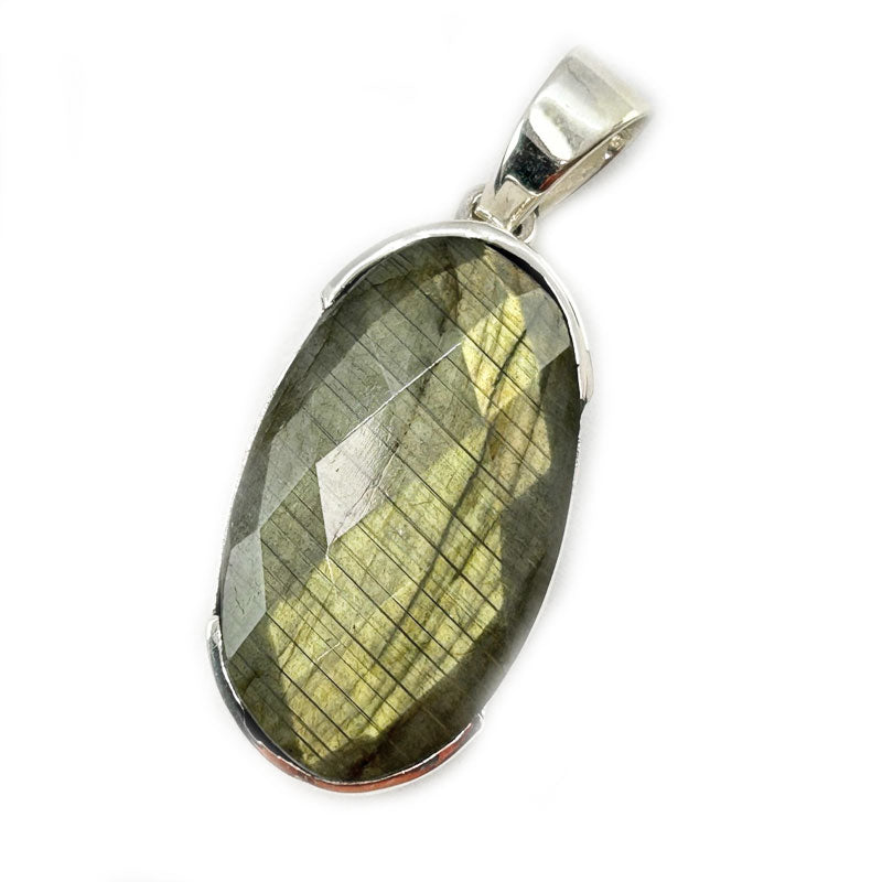 labradorite oval silver gemstone pendant