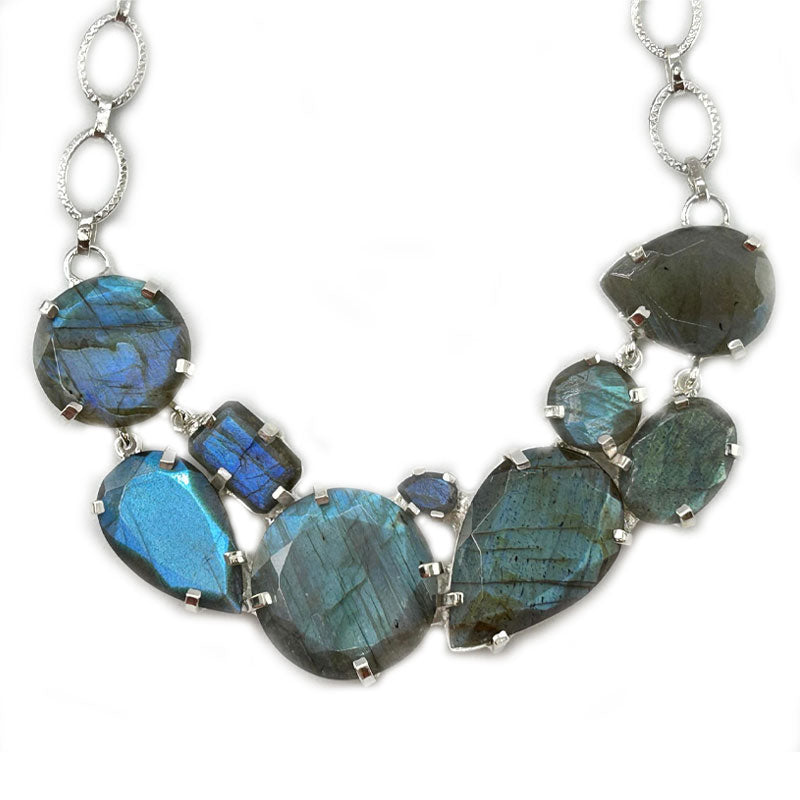chunky labradorite sterling silver gemstone necklace