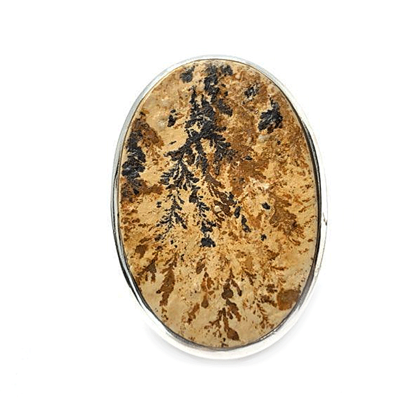 silver leaf jasper oval gemstone ring