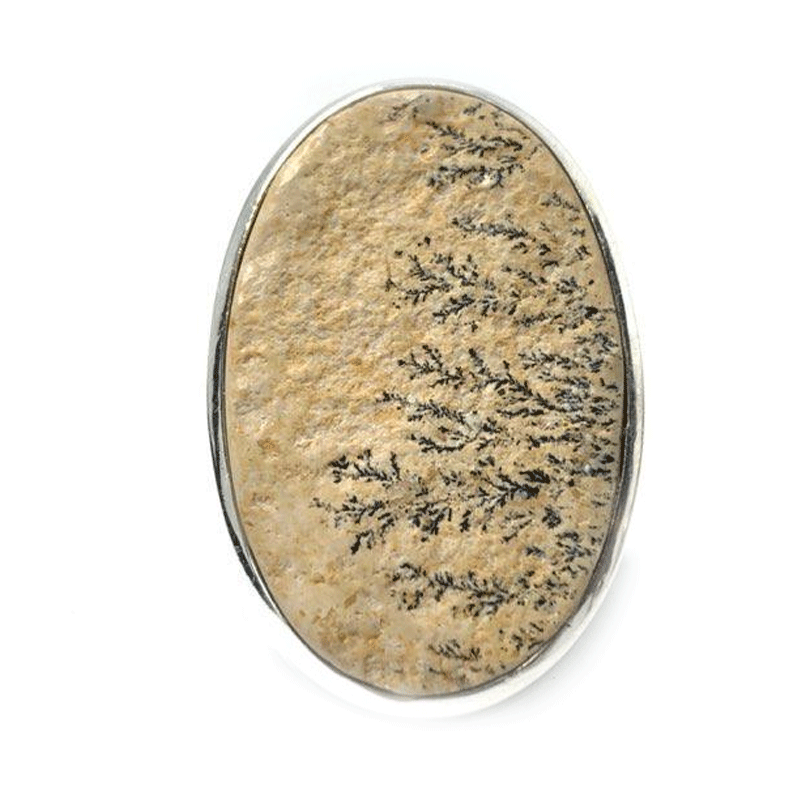 silver leaf jasper oval gemstone ring