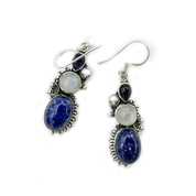 lapis lazuli moonstone amethyst sterling silver gemstone earrings