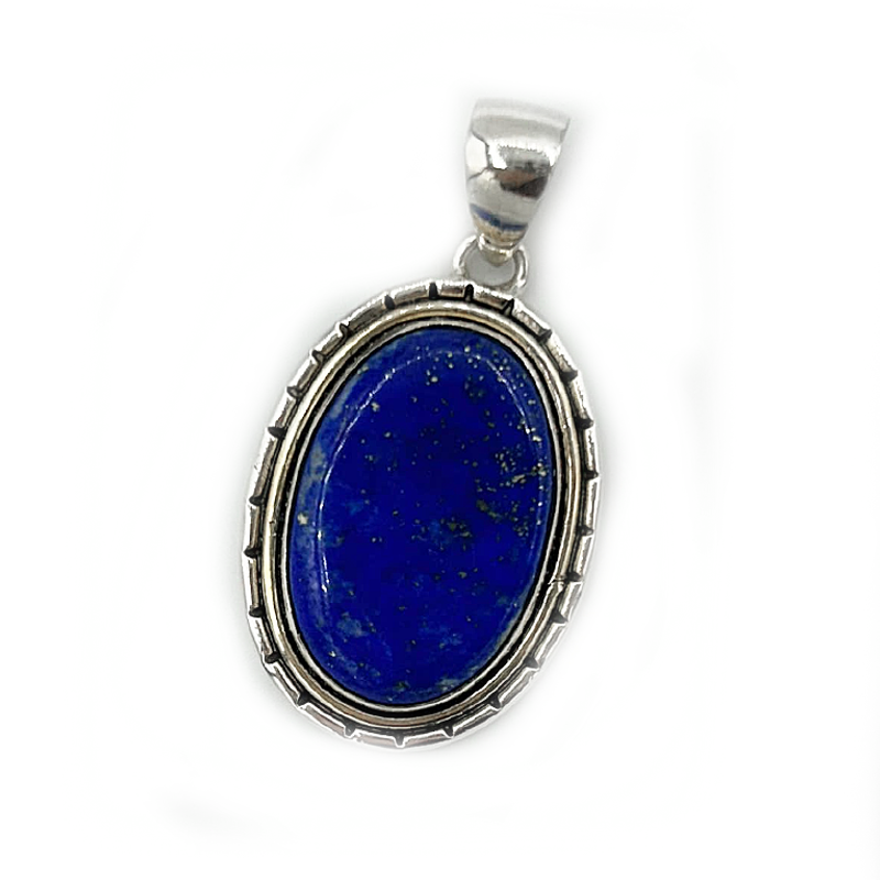 oval lapis lazuli sterling silver gemstone pendant
