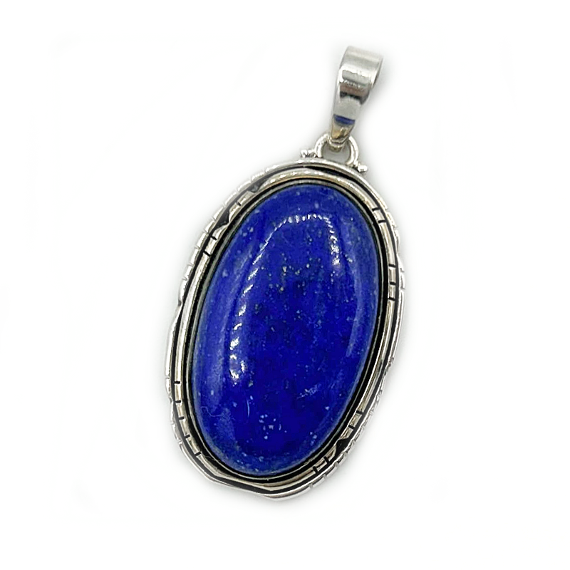 oval lapis lazuli sterling silver gemstone pendant