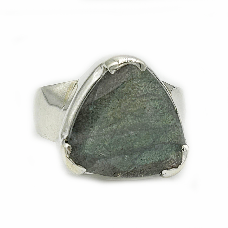labradorite silver gemstone teardrop ring