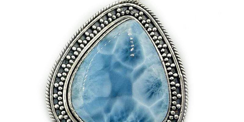 teardrop sterling silver larimar gemstone pendant