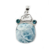 larimar blue topaz pearl sterling silver gemstone pendant